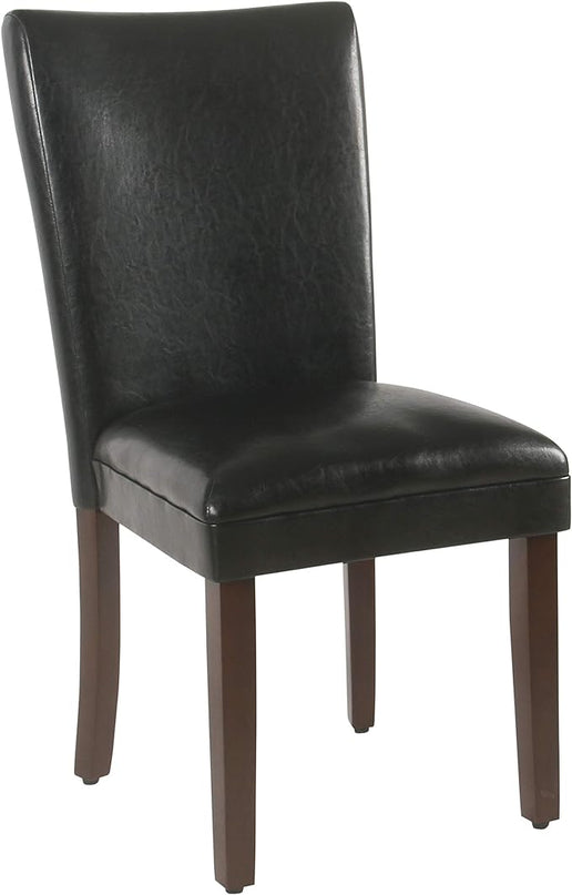 HomePop Parsons Upholstered Accent Dining Chair, Set of 2, Black Faux Leather - LeafyLoom