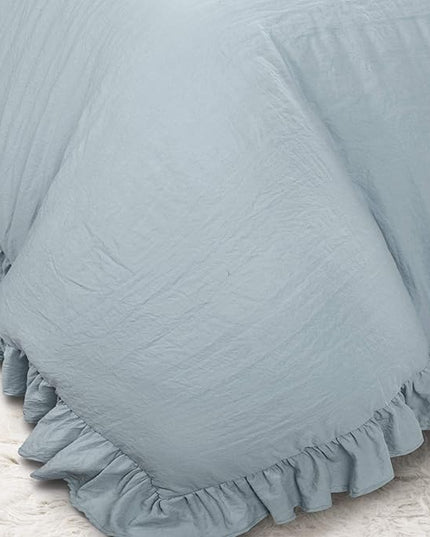 Lush Decor Reyna Ruffle Comforter Set - 3 Piece Cozy Ruffled Bedding Set - Timeless Elegance and Comfort for Dorm Room - Full/ Queen, Lake Blue - LeafyLoom