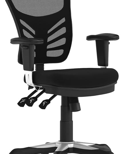 Flash Furniture Nicholas Mid-Back Black Mesh Multifunction Executive Swivel Ergonomic Office Chair with Adjustable Arms - LeafyLoom