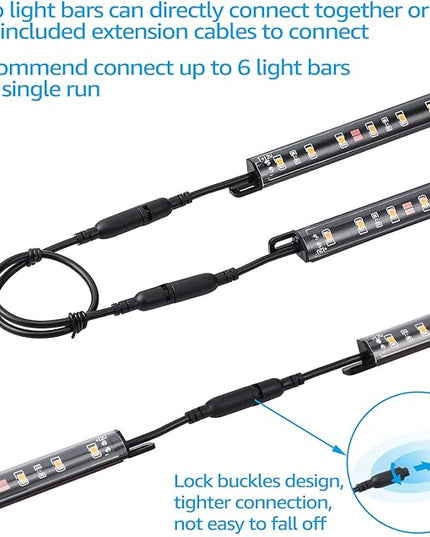 TORCHSTAR LED Safe Lighting Kit, (6) 12 Inch Linkable Light Bars + Motion Sensor + UL Power Adapter, 900LM, Input 100-240V, for Under Cabinet Gun Safe Locker Closet Showcase, 3000K Warm White TORCHSTAR