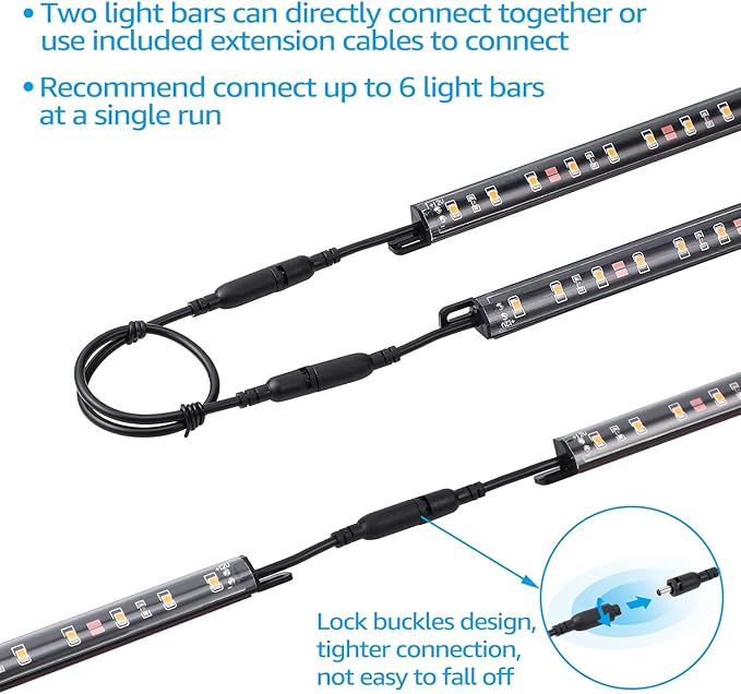 TORCHSTAR LED Safe Lighting Kit, (6) 12 Inch Linkable Light Bars + Motion Sensor + UL Power Adapter, 900LM, Input 100-240V, for Under Cabinet Gun Safe Locker Closet Showcase, 3000K Warm White TORCHSTAR