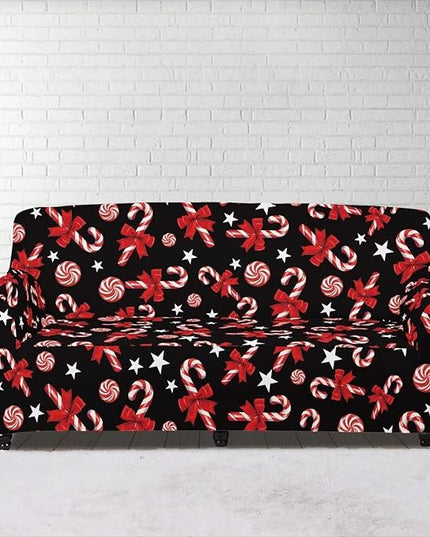 FKELYI Christmas Easy Going Stretch Sofa Slipcover Candy Cane Sofa Couch Cover Non-Slip Sofa Slipcovers Washable Furniture Protector XL FKELYI