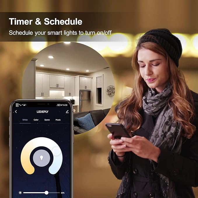 WiFi GU10 LED Smart Spot Light Bulb, 5W=40W, Compatible with Alexa Google Home, Dimmable, Tunable White(2700k-6500k), Smart LED Bulb Remote Control, No Flickering, 2 Pack LEDEPLY
