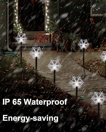 Christmas Snowflake Pathway Lights, 5 Pack Solar Christmas Stake Markers with Cool White Fairy Lights for Outdoor Holiday Walkway Patio Garden Christmas Decorations (5PCS-Cool White-Snow) ILLUMINEW