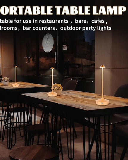 Rechargeable Battery Operated Desk Lamp with Touch Sensor Cordless Portable LED Table Lamp， Three-Level Dimmable Suitable for Bars/Cafes/Restaurants/Bedrooms/Camping Sites (Rose Gold) - LeafyLoom