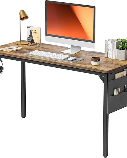 BANTI Computer Desk, 47 inch Home Office Writing Study Desks with Storage Bag, Small PC Table, Modern Simple Style for Space-Saving, Rustic Brown - LeafyLoom