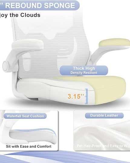 Office Chair, High Back Desk Chair Adjustable Height and Ergonomic Design Home Office Computer Chair Executive Lumbar Support Padded Flip-up Armrest Swivel Task Chair - LeafyLoom