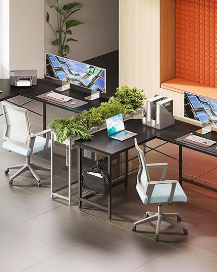 Coleshome 59" L Shaped Corner Computer Desk, Sturdy Home Office Table, Writing Larger Gaming Workstation, Black - LeafyLoom