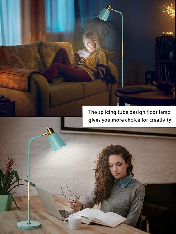 Floor Lamp, Industrial Floor Lamps for Living Rooms Rustic Farmhouse Reading Standing Floor Lamp Adjustable Metal Heads Indoor Task Lighting for Living Room Bedroom Office Home Décor (Green) - LeafyLoom