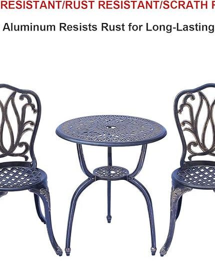 C/G 3 Piece Bistro Set,Outdoor Patio Set,Anti-Rust Cast Aluminum Bistro Table Set for Park Yard Front Porch Furniture(Antique Copper) - LeafyLoom