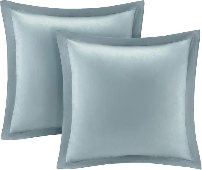 Madison Park Essentials Brystol 24 Piece Room in a Bag Faux Silk Comforter Jacquard Paisley Design Matching Curtains Down Alternative Hypoallergenic All Season Bedding-Set, Cal King, Blue - LeafyLoom