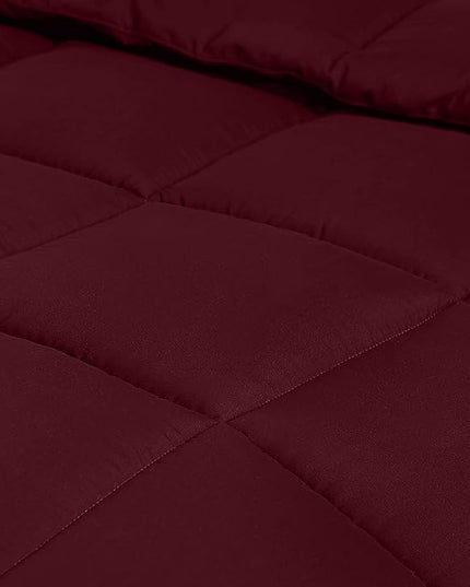 Utopia Bedding All Season 250 GSM Comforter - Plush Siliconized Fiberfill - Box Stitched (King/Cal King Size, Burgundy) - LeafyLoom