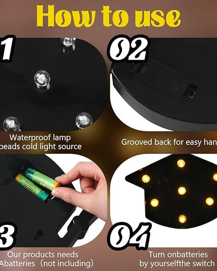 VIHOSE Graduation Bachelor Cap Lights Sign Table Decoration Light up Decoration Battery Powered Graduation Hat for Home Bar Party Bedroom Tabletop Decoration Graduation Gift VIHOSE