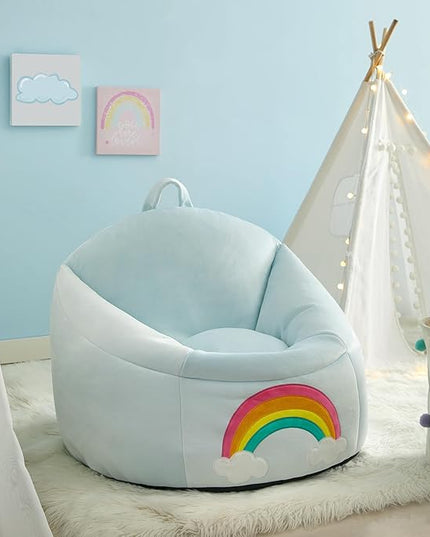Heritage Kids Micromink Squishy Bean Bag Chair for Kids Ages 3+, Rainbow - LeafyLoom