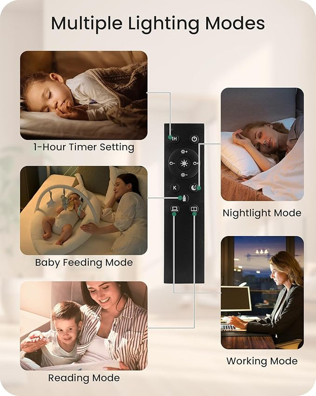 Dimmable Floor Lamp for Living Room, Corner Floor Lamp with Remote, 66'' Standing Tall Lamp, Linen Lampshade, 10W 800LM LED Bulb for Bedroom Study, FCC Listed, Black and Beige E06LD05 - LeafyLoom