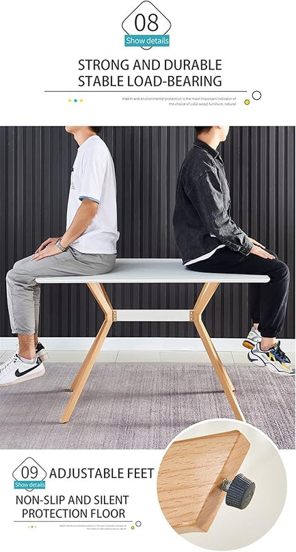 NicBex Modern Minimalist Style Dining Table MDF Anti-Scratch Top Metal Shelf Metal Heat Transfer Legs Leveling Feet for Dining Room Kitchen Office Table X 1Easy Assembly, White - LeafyLoom