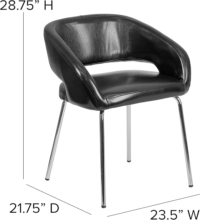 Flash Furniture Fusion Series Contemporary Black LeatherSoft Side Reception Chair - LeafyLoom