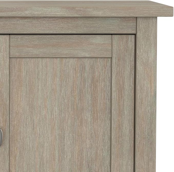 SIMPLIHOME Warm Shaker SOLID WOOD Universal TV Media Stand, 47 inch Wide, Transitional, Living Room Entertainment Center, Storage Cabinet, for Flat Screen TVs up to 55 inches in Distressed Grey - LeafyLoom