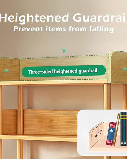 5-Tier Wooden Open Bookcase - Modern Display Bookshelf with Top Edge and Solid Wood Frame for Home and Office, Storage Cabinet, Oak - LeafyLoom