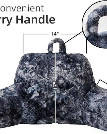 A Nice Night Faux Fur Reading Pillow Bed Wedge Large Adult Children Backrest with Arms Back Support for Sitting Up in Bed/Couch for Bedrest,Tie Dyed Gray - LeafyLoom