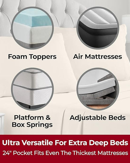 Mellanni Extra Deep Twin Sheets - 3 PC Iconic Collection Bedding Sheets & Pillowcases - Hotel Luxury, Ultra Soft, Cooling Bed Sheets - Extra Deep Pocket up to 21 inch (Twin, Burnt Sand) - LeafyLoom