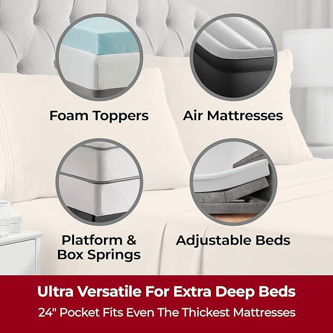 Mellanni Extra Deep Twin Sheets - 3 PC Iconic Collection Bedding Sheets & Pillowcases - Hotel Luxury, Ultra Soft, Cooling Bed Sheets - Extra Deep Pocket up to 21 inch (Twin, Burnt Sand) - LeafyLoom