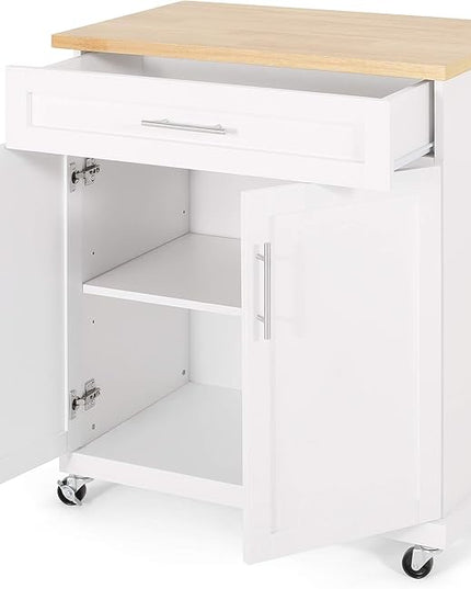 Christopher Knight Home Batavia Kitchen CART, Natural + White - LeafyLoom