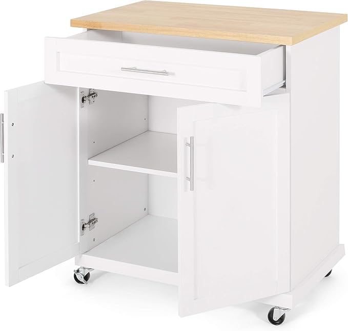 Christopher Knight Home Batavia Kitchen CART, Natural + White - LeafyLoom