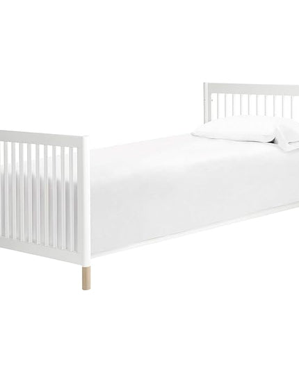 Babyletto Gelato 4-in-1 Convertible Mini Crib in White and Washed Natural, Greenguard Gold Certified - LeafyLoom