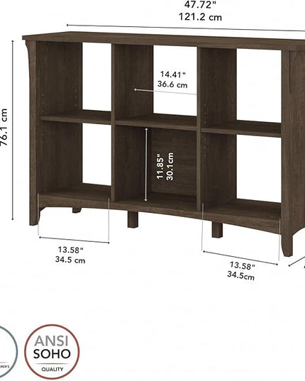 Bush Furniture BSH24462958 Salinas 6-Shelf 30-Inch H Cube Bookcase, Ash Brown - LeafyLoom