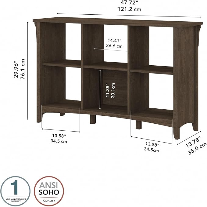 Bush Furniture BSH24462958 Salinas 6-Shelf 30-Inch H Cube Bookcase, Ash Brown - LeafyLoom