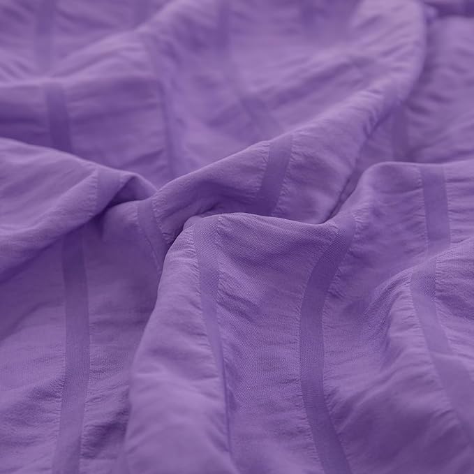 King Bed in a Bag Purple Seersucker Comforter Set 3-Pieces Microfiber Lightweight Comforter All Season Bedding Sets with 2 Pillowcases…… - LeafyLoom
