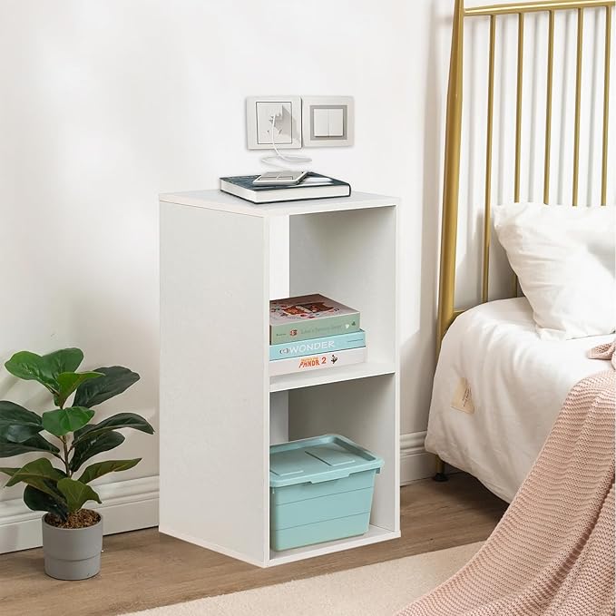 PACHIRA E-Commerce Wooden Storage Cubes Bookcase, Unit Shelf, Closet Cabinet, Organizer Rack in Living Room, Bedroom, Study, 2 Cube, White - LeafyLoom