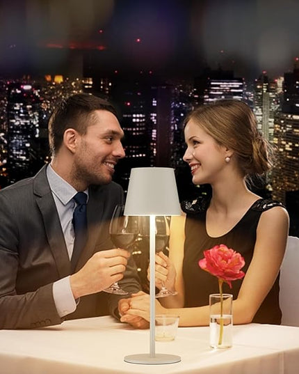 2 Pack Dimmable Table Lamp 3000k Warm White, IP54 Wireless Bottle Lamp for Indoor and Outdoor, 5000 mAh Rechargeable Table Lamp for Family, Restaurant & Bar(Beige) - LeafyLoom