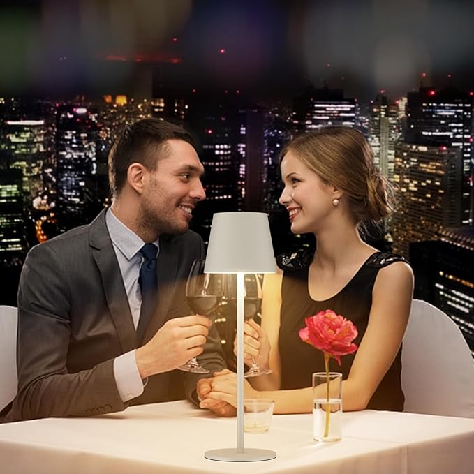 2 Pack Dimmable Table Lamp 3000k Warm White, IP54 Wireless Bottle Lamp for Indoor and Outdoor, 5000 mAh Rechargeable Table Lamp for Family, Restaurant & Bar(Beige) - LeafyLoom