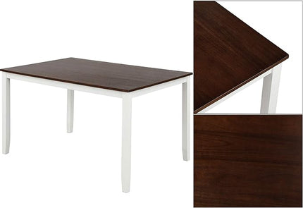 6-Piece Wood Rectangle Dining Table Set with Bench and 4 Chairs, with Waterproof Coat, for Kitchen, Living Room, Ivory and Cherry, 54" L x 36" W x 30" H - LeafyLoom