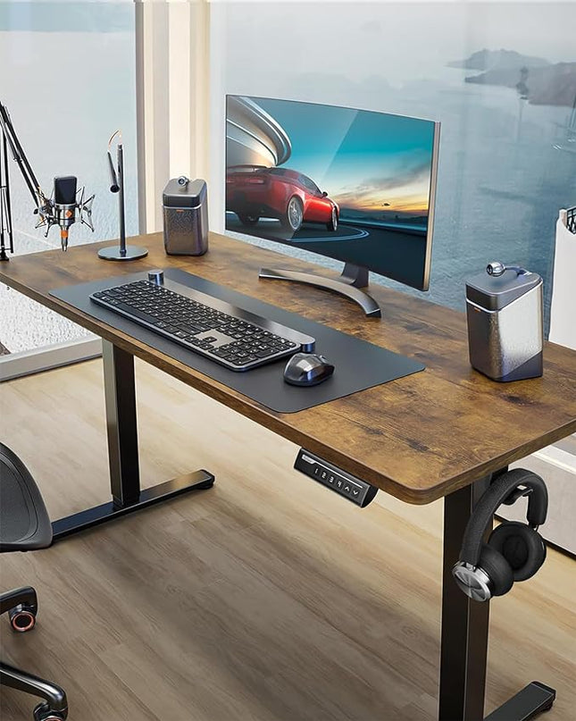ErGear Height Adjustable Electric Standing Desk, 48 x 24 Inches Sit Stand up Desk, Memory Computer Home Office Desk (Vintage Brown) - LeafyLoom