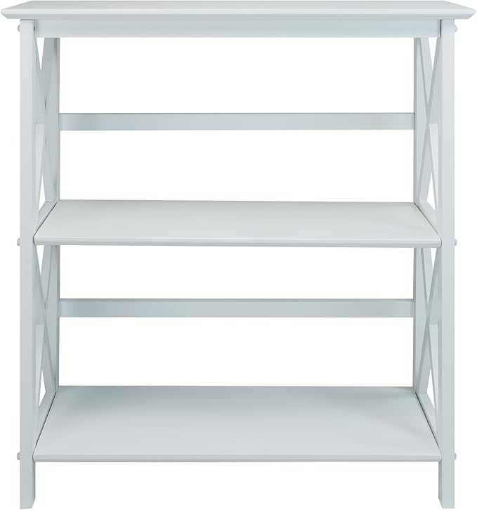 Casual Home 3-Shelf Montego Bookcase, White - LeafyLoom