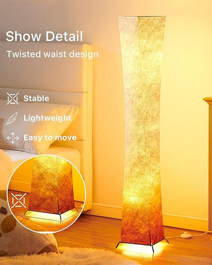chiphy Floor Lamp, Dimmable 52" (S) Tall Standing Lamp, 3 Levels Adjustable Brightness LED Bulbs, Column Floor Light, Red Gradient Fabric Lampshade, Home Decor for Living Room, Bedroom, Kids Room - LeafyLoom