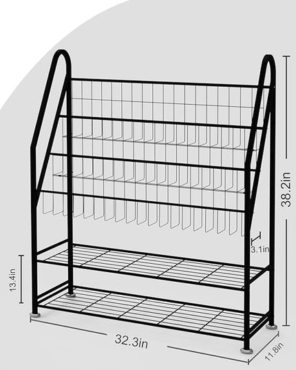 Kids Bookshelf Freestanding for Children Room 32 Inches Large Black Metal Bookcase Large Capacity Books Toys Organizer Stable 5 Tiers Kids Book Rack for Playroom Bookstore Library - LeafyLoom