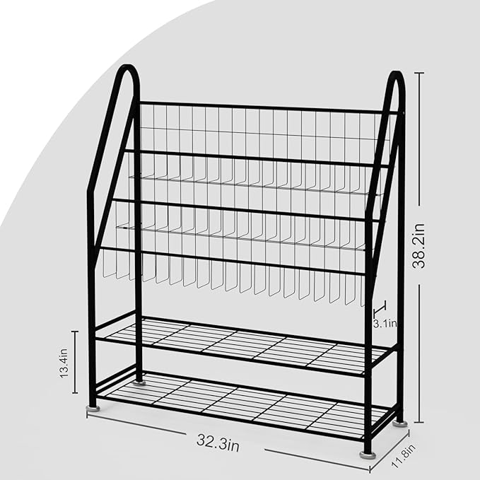 Kids Bookshelf Freestanding for Children Room 32 Inches Large Black Metal Bookcase Large Capacity Books Toys Organizer Stable 5 Tiers Kids Book Rack for Playroom Bookstore Library - LeafyLoom