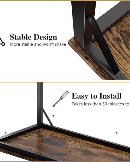 Shintenchi 55 inch Computer Desk, Study Workstation Modern Simple Design for Home Office, Student Writing Desk, Office Working Desk, Vintage Brown - LeafyLoom