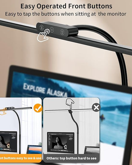 KableRika Desk Lamp,Led Desk Lamps with Clamp,Architect Desk Lights for Home Office Desktop Office Lamp 4-Brightness 4-Color Eye Care Overhead Table Lamp for Computer Monitor Study Reading - LeafyLoom