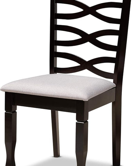 Baxton Studio Mila Modern and Contemporary Grey Fabric Upholstered and Dark Brown Finished Wood 7-Piece Dining Set - LeafyLoom