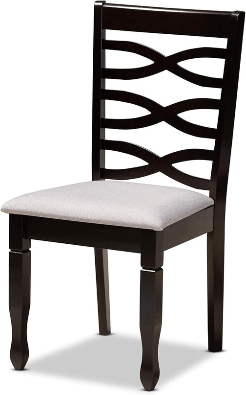 Baxton Studio Mila Modern and Contemporary Grey Fabric Upholstered and Dark Brown Finished Wood 7-Piece Dining Set - LeafyLoom