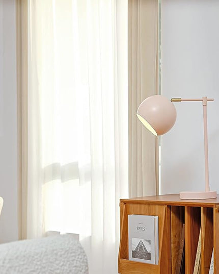 Globe Electric 52285 Hannah 18" Desk Lamp, Matte Pink, Brass Pivot Joint, in-Line On/Off Rotary Switch - LeafyLoom