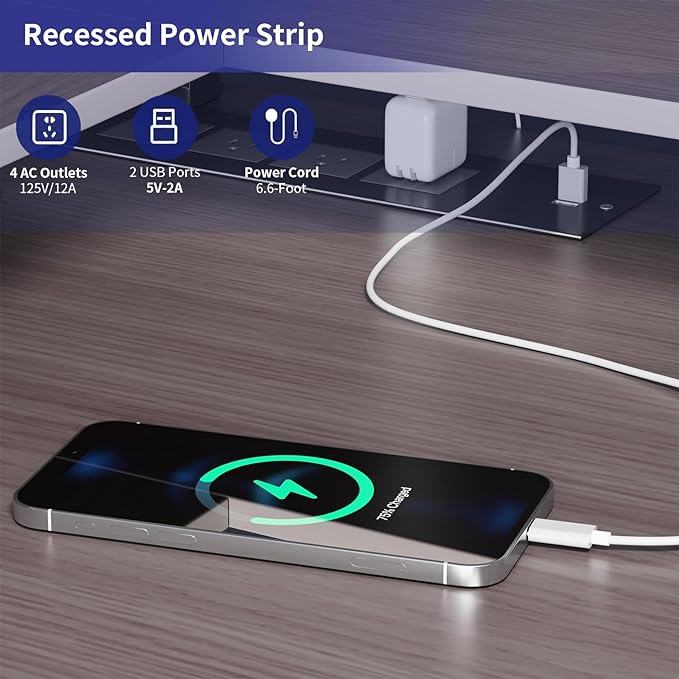 L Shaped Gaming Desk with Power Outlets & LED Lights, Computer Desk with Monitor Stand & Storage Shelf, Home Office Desk Corner Desk with Hooks, Easy to Assemble, Grey Oak - LeafyLoom