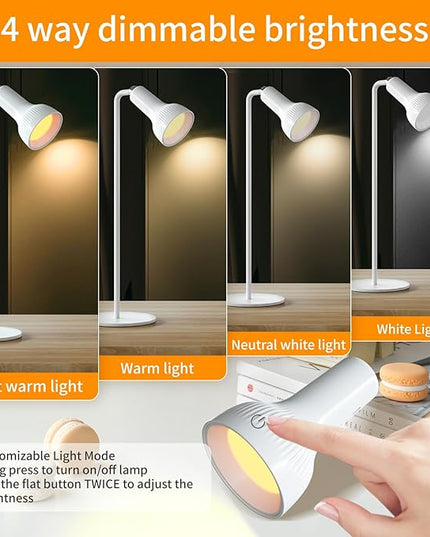 Battery Operated Lamp, LED Wall Sconce, Rechargeable Desk Lamp with 4 Color Modes and 360°Rotate Magnetic Ball, Removable Cordless Wall Light for Reading Bedside Nightstand - LeafyLoom