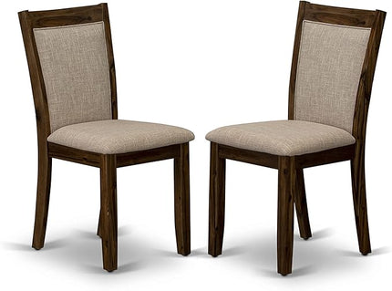 East West Furniture Dublin 5 Piece Kitchen Set for 4 Includes a Round Room Table with Dropleaf and 4 Light Tan Linen Fabric Parsons Dining Chairs, 42x42 Inch, Natural Walnut - LeafyLoom