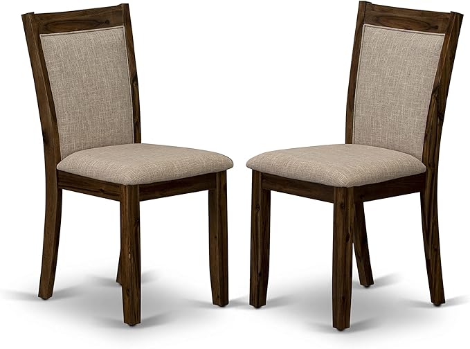 East West Furniture Dublin 5 Piece Kitchen Set for 4 Includes a Round Room Table with Dropleaf and 4 Light Tan Linen Fabric Parsons Dining Chairs, 42x42 Inch, Natural Walnut - LeafyLoom